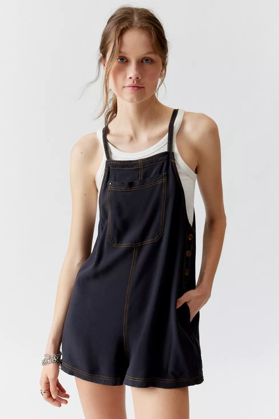 UO Greta Overall Romper | Urban Outfitters (US and RoW)