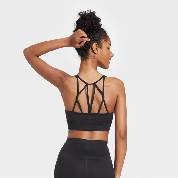 Women's Light Support Multistrap Longline Bra - All in Motion™ Black S | Target