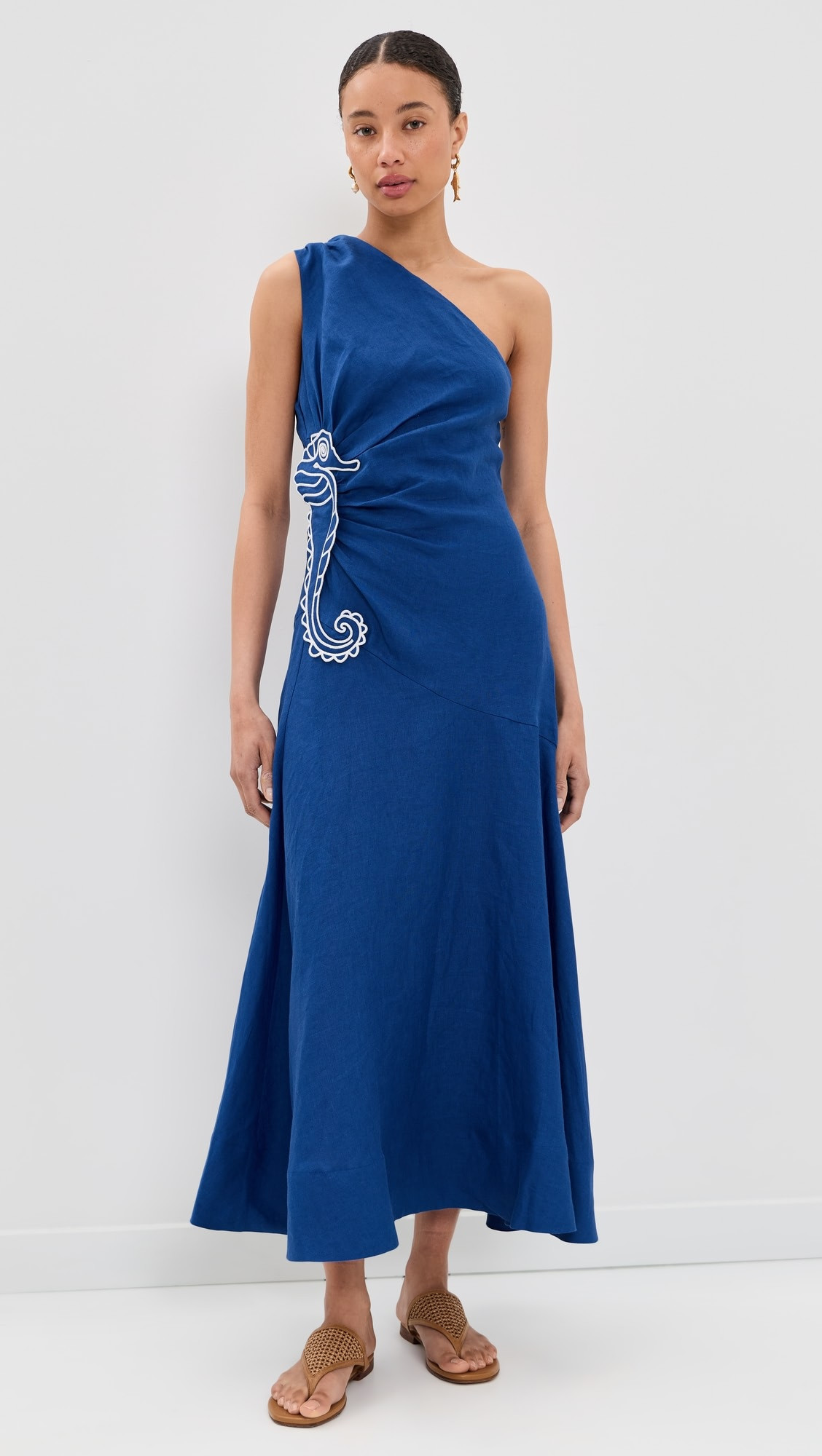 Seahorse Embroidery One Shoulder Maxi Dress | Shopbop