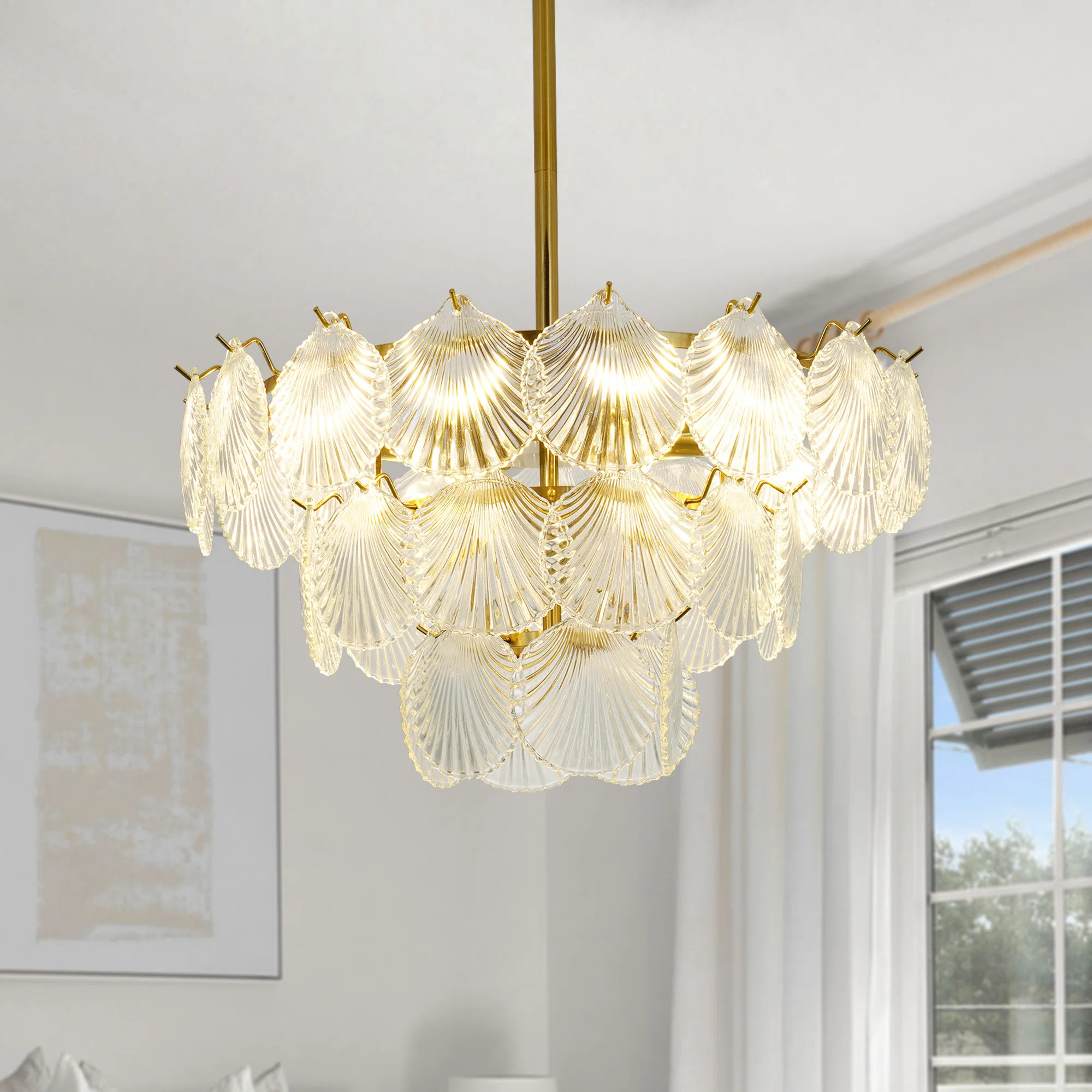 24“ Modern 8 - Light Glass Tiered Chandelier Dimmable | Wayfair North America