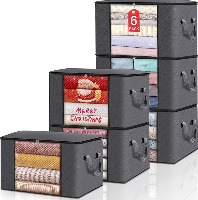 BlissTotes Storage Clothing Bags Storage Clothes Organizer with Reinforced Handle Sturdy Fabric C... | Amazon (US)