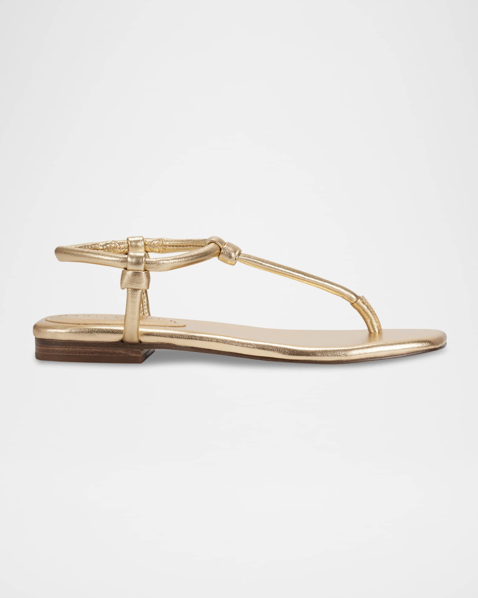 Maycee Tubular Leather T-Strap Flat Sandals | Neiman Marcus