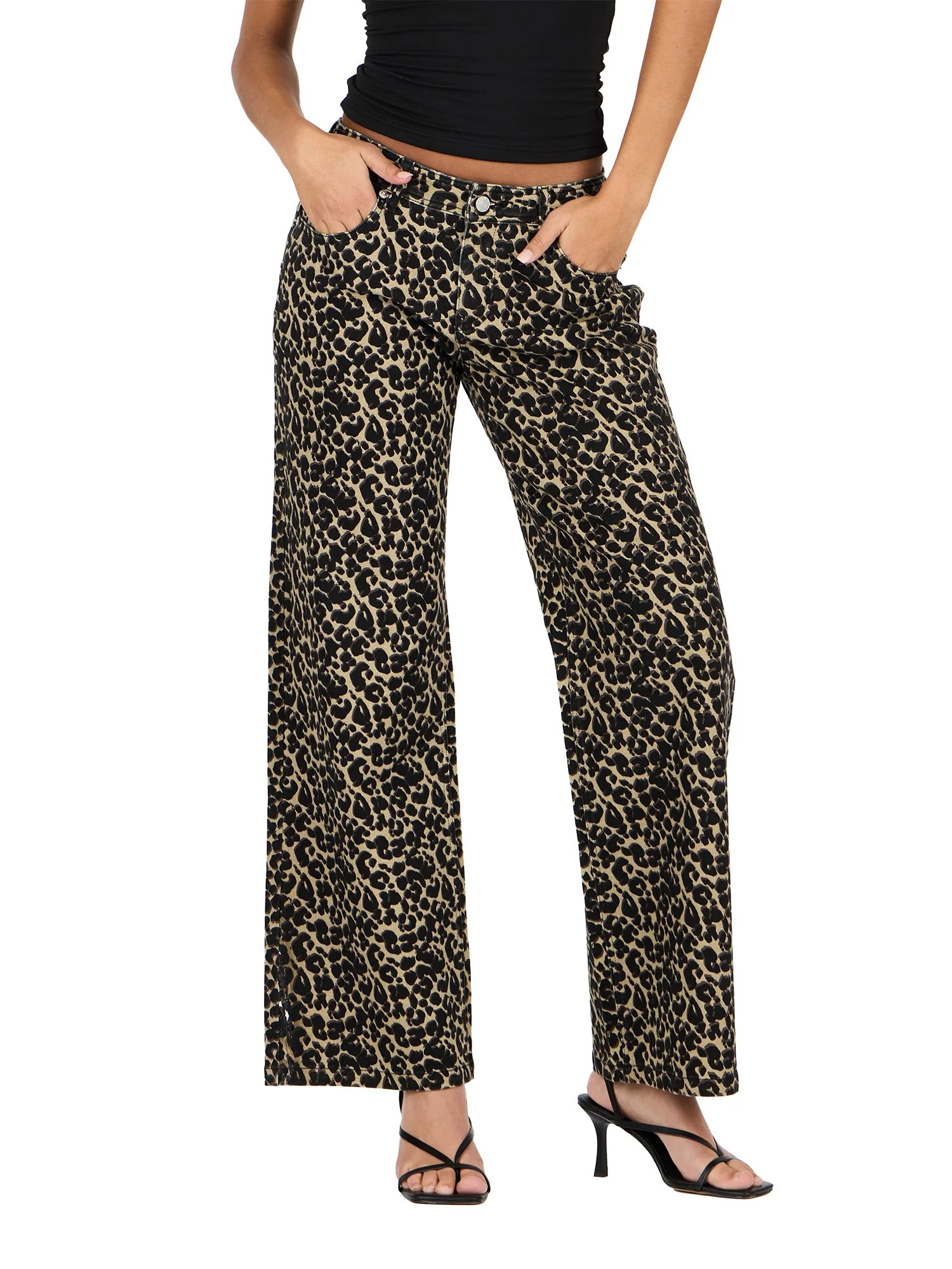 Forever 21 Women's Low Rise Baggy Stretch Denim Jeans, Sizes 0-14 | Walmart (US)
