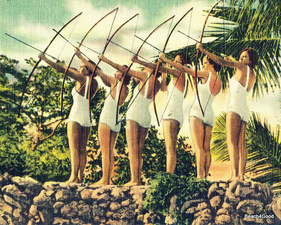 Vintage Archery Photograph, Art Deco Decor,  archery gifts, Vintage Beach Art, Beach Bedroom Wall... | Etsy (US)
