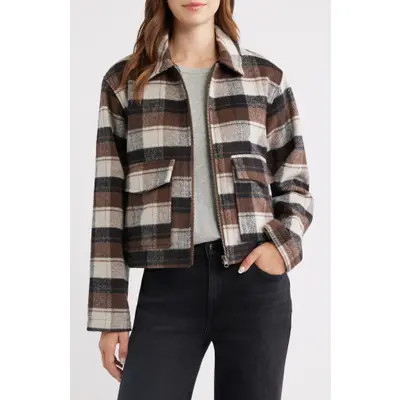 Thread & Supply Plaid Zip Up Jacket in Grey Plaid at Nordstrom, Size X-Small | Nordstrom