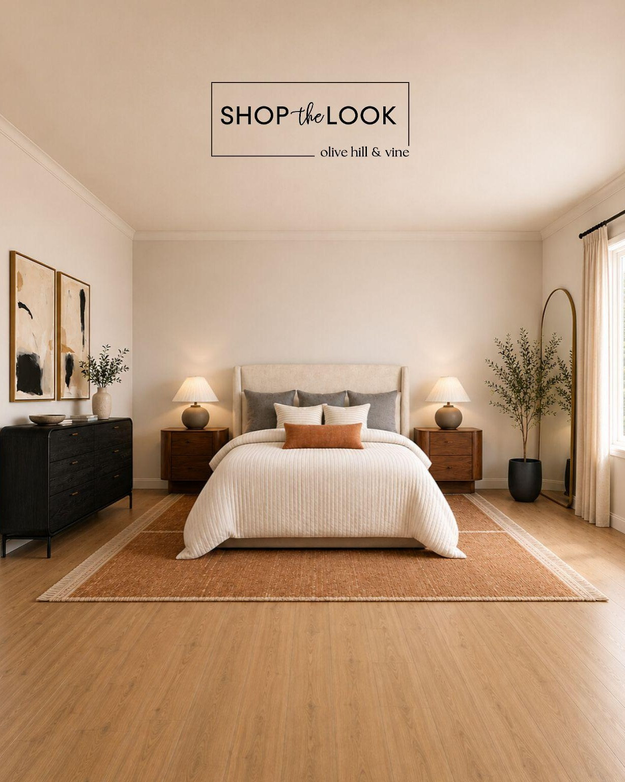 Warm wood tones, layered neutrals, and organic textures come together for a bedroom that feels effortlessly inviting. From the rich walnut furnishings to the soft bedding and earthy accents, every detail is curated for comfort, balance, and timeless style.

#LTKHome