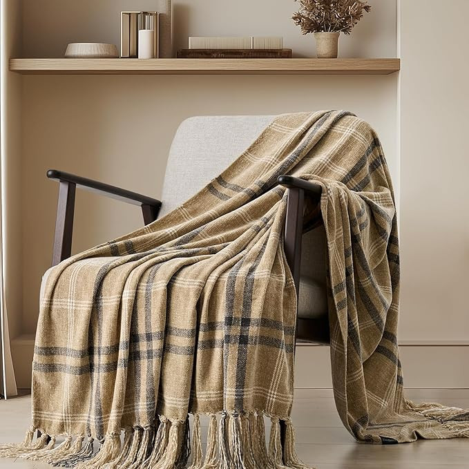 EVERGRACE Plaid Chenille Throw Blanket for Couch, Super Soft Cozy Decorative Farmhouse Plaid Thro... | Amazon (US)