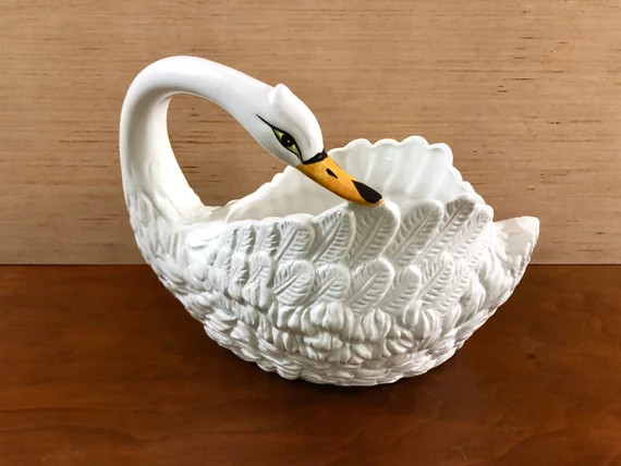 Large White Ceramic Swan Planter Made in Italy Signed Vecchio | Etsy | Etsy (US)