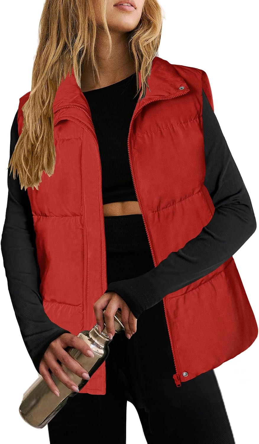 Zeagoo Women Puffer Vest Lightweight Stand Collar Sleeveless Winter Warm Zip Up Padded Outerwear Jackets with Pockets S-XXL | Amazon (US)