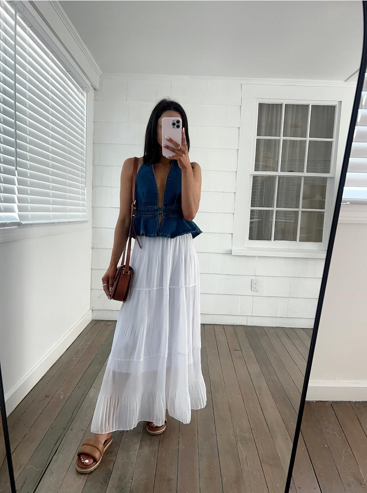 Summer outfit- maxi skirt in S, sandals true to size, top in S 

 #LTKSeasonal #LTKPetite