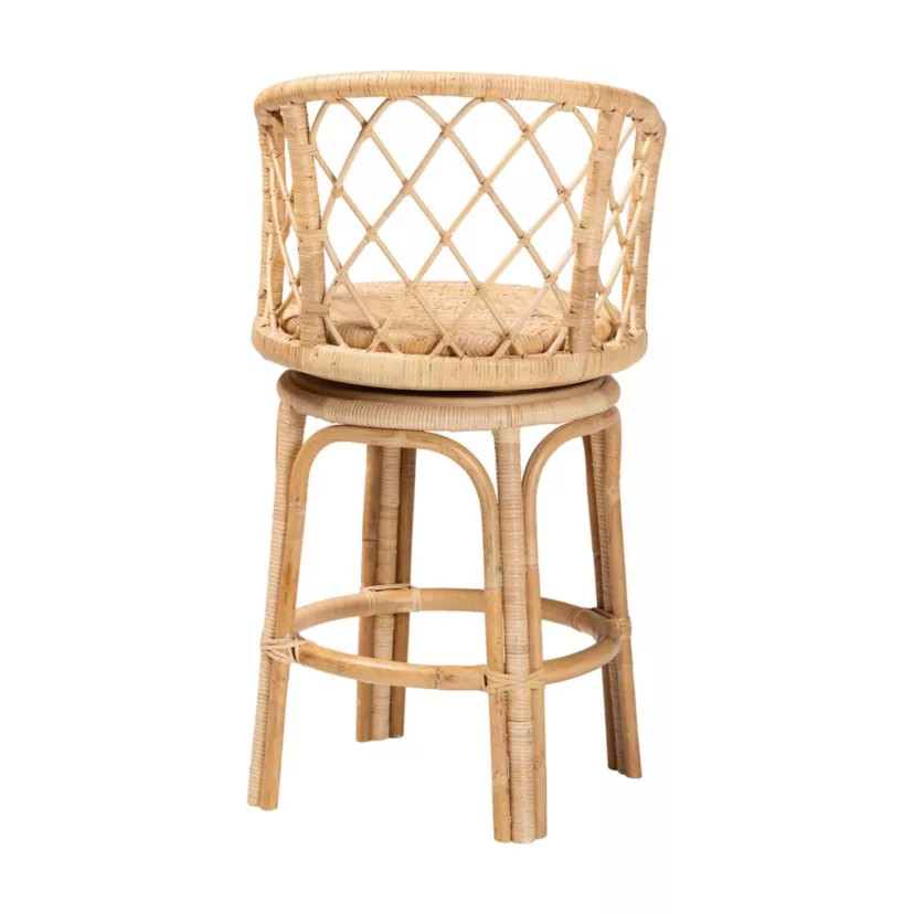Ayu Light Honey Rattan Swivel Counter Stool | Belk