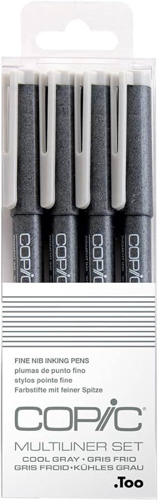 Copic Markers Multiliner Gray Pigment Based Ink, 4-Piece Set | Amazon (US)