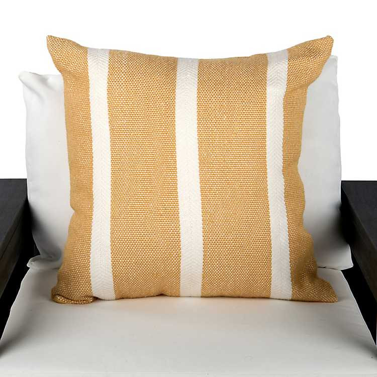 New! Yellow Wide Stripe Outdoor Pillow | Kirklands