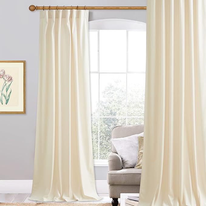 StangH Velvet Curtains 96 inches Long - Ivory White Room Darkening Privacy Protect Velour Drapes ... | Amazon (US)