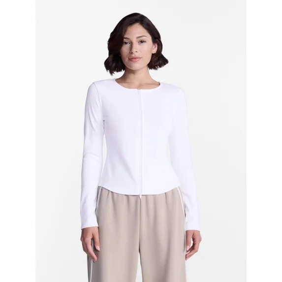 Avia Women's Ribbed Zip Front Cardigan with Long Sleeves, Sizes XS-XXXL | Walmart (US)