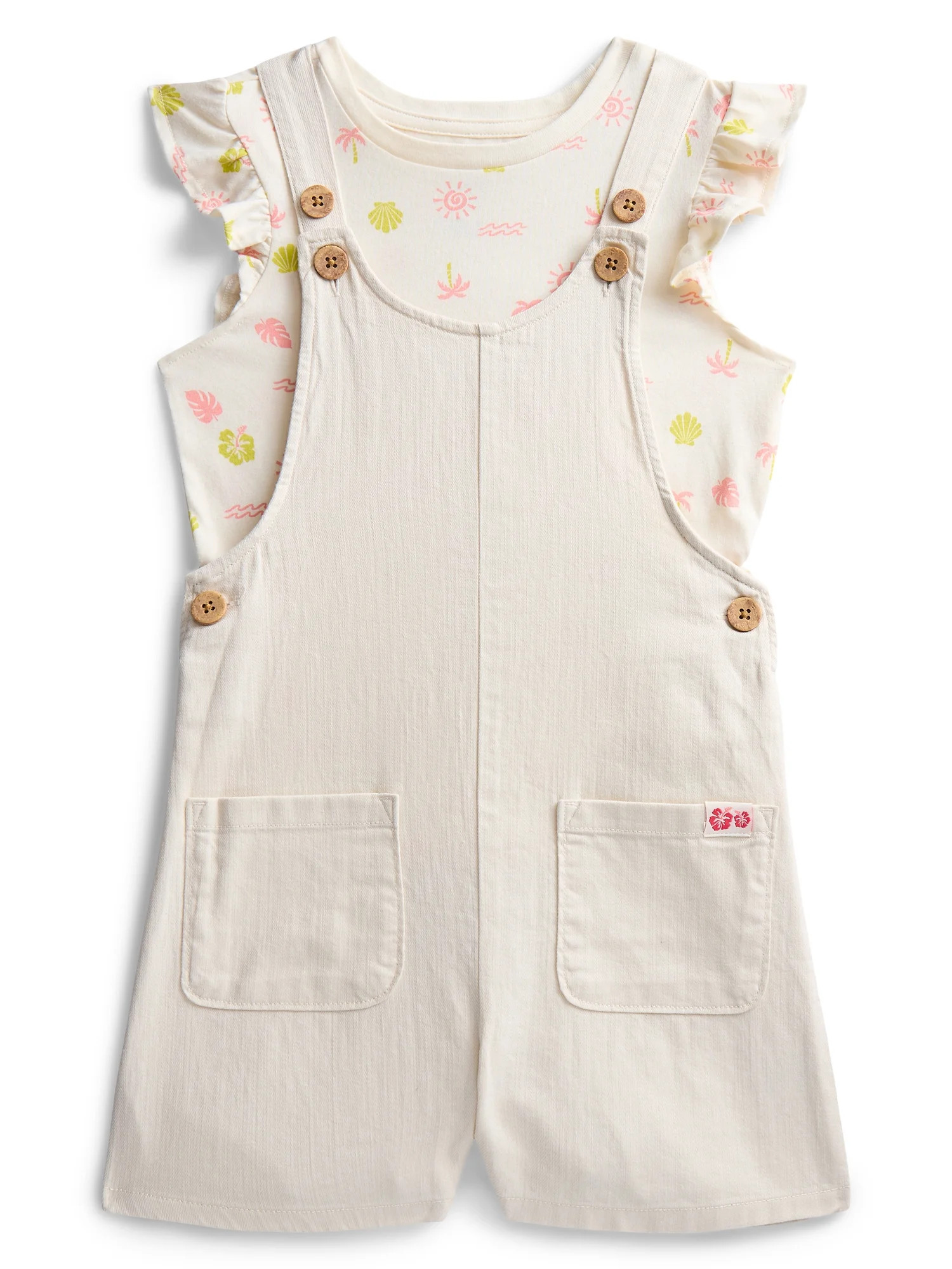 Wonder Nation Girls Shortall and Short Sleeve Tee Set, 2-Piece, Sizes 4-10 - Walmart.com | Walmart (US)