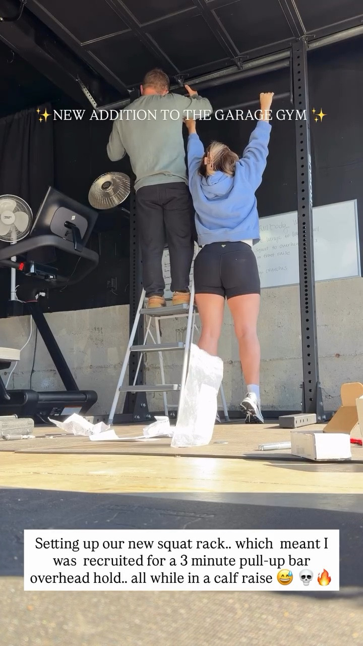 Setting Up Our New Squat Rack! 🏋️‍♀️💪🏻 Ours is from Rogue Fitness, but this Amazon one has great reviews and is currently under $300! 

Size 10 Gym Outfit of the Day | Size 10 | M\L   | 5’3” 

#LTKootd #LTKActive #LTKfitnessgoals