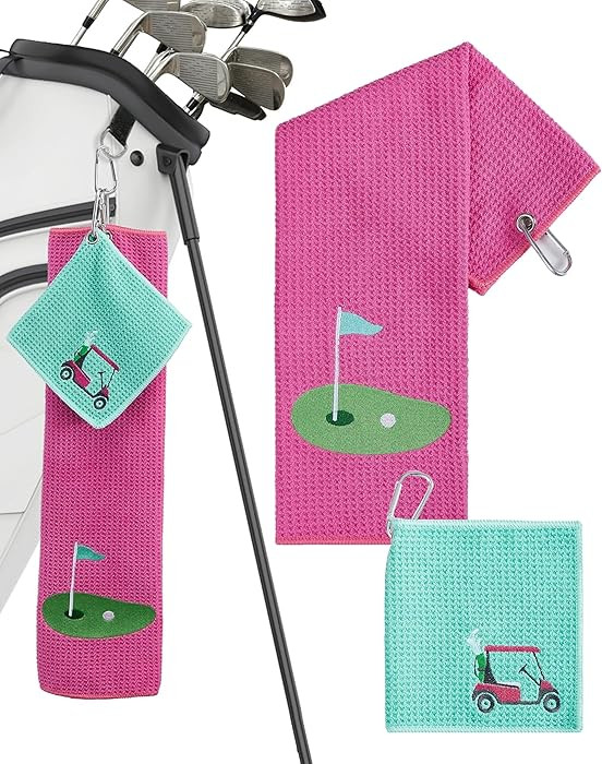 Embroidered Golf Towel Set – Custom Towels for Golf Bags & Carts – Golf Accessories & Gifts f... | Amazon (US)