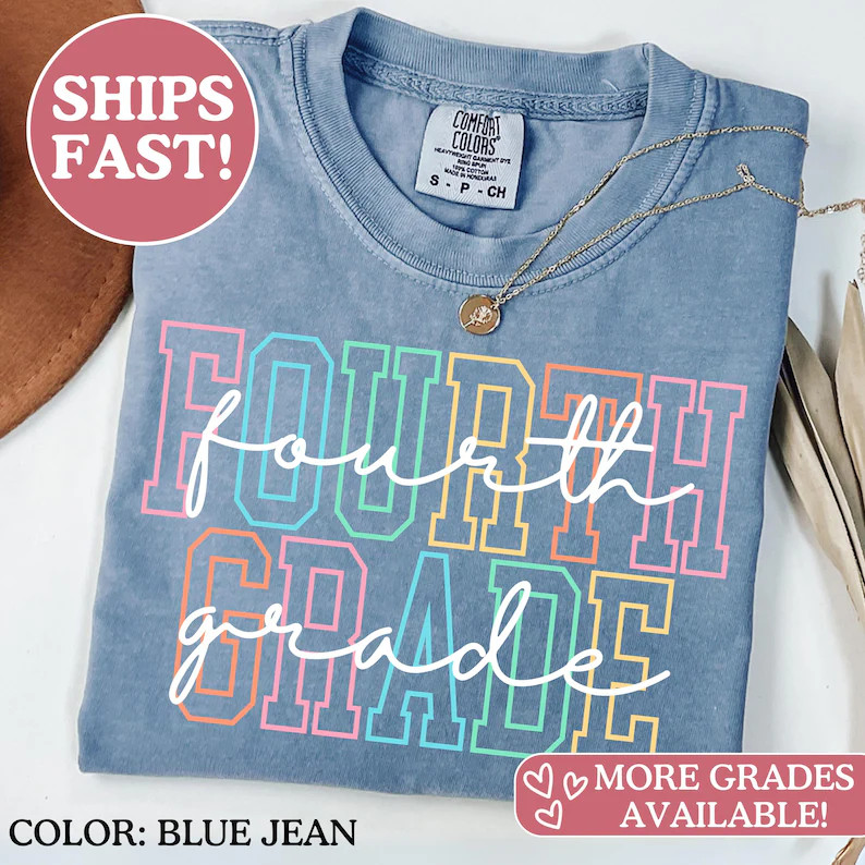 Comfort Colors\u00ae Fourth Grade Teacher Shirt, 4th Grade Teacher Shirt, 4th Grade T-Shirt, Four... | Etsy (Global)