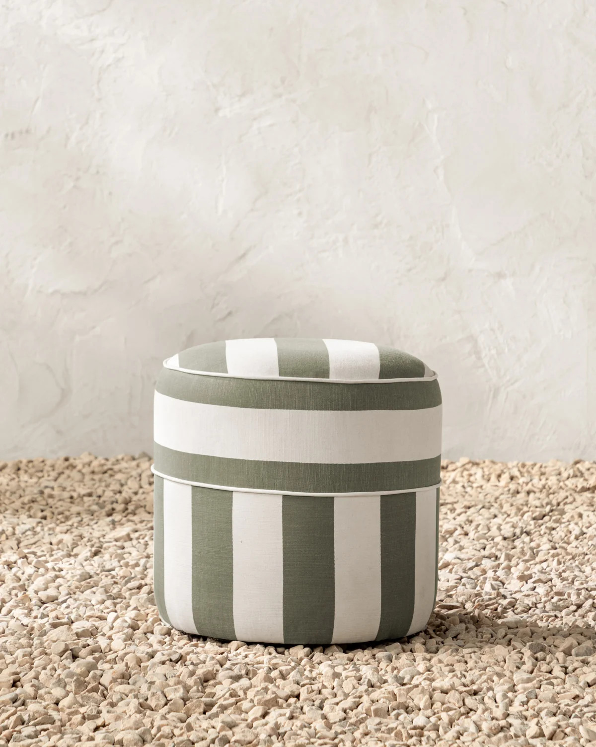 Haviland Upholstered Ottoman Gray Stripe Perennials | McGee & Co. (US)