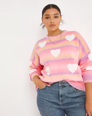 Rainbow Ombre Heart Jumper | Simply Be (UK)