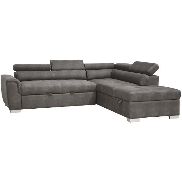 Thelma Sectional Sofa Gray Polished Microfiber - Acme Furniture | Target