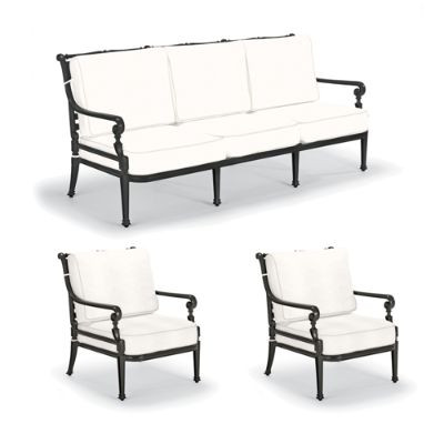 Carlisle 3-pc. Sofa Set with Two Lounge Chairs in Onyx Aluminum | Frontgate