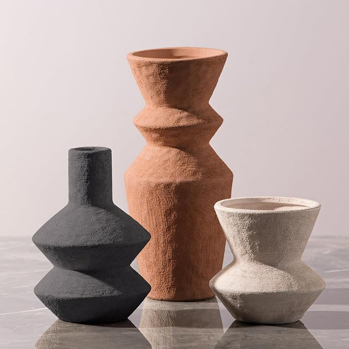 Ceramic Vase Home Table Decor - Flower Vase Set of 3 Living Room Kitchen Decorations Farmhouse Mo... | Amazon (US)