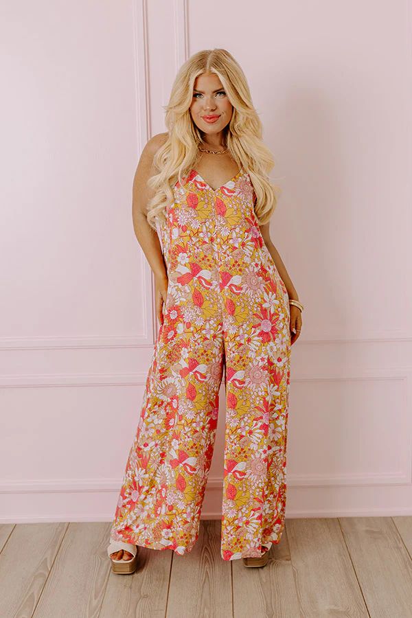 Casually Chic Floral Jumpsuit in Primrose Yellow Curves | Impressions Online Boutique