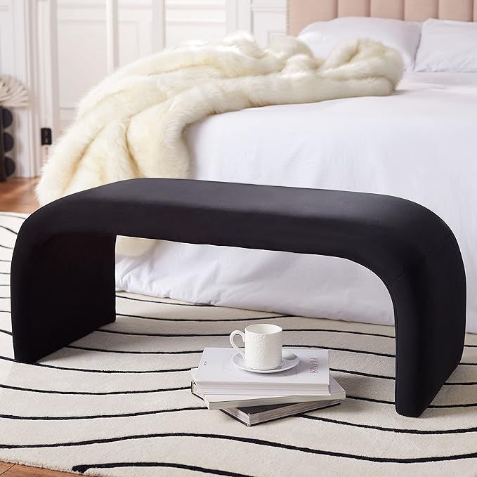 SAFAVIEH Home Collection Tenko Modern Black Velvet Bench (Fully Assembled) BCH1300B | Amazon (US)