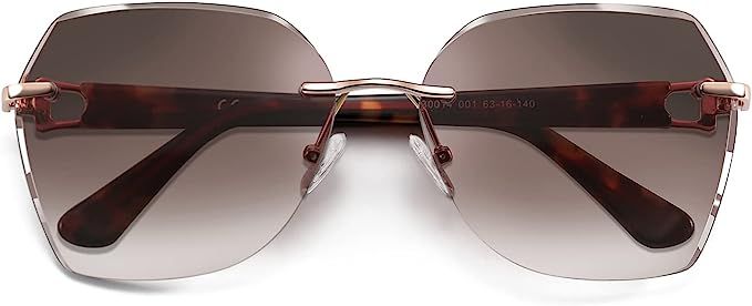 ZENOTTIC Oversized Rimless Sunglasses for Women Trendy Geometric Diamond Cutting Gradient Lens UV... | Amazon (US)