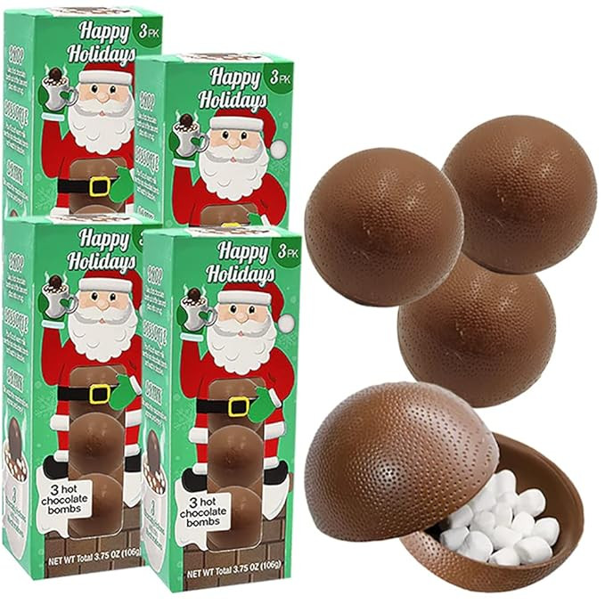 Christmas Hot Chocolate Bombs, Drop, Dissolve, Drink Chocolaty Hallow Filled with Mini Marshmallo... | Amazon (US)