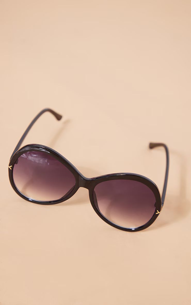 Black Super Oversized Rounded Bug Eye Sunglasses | PrettyLittleThing US
