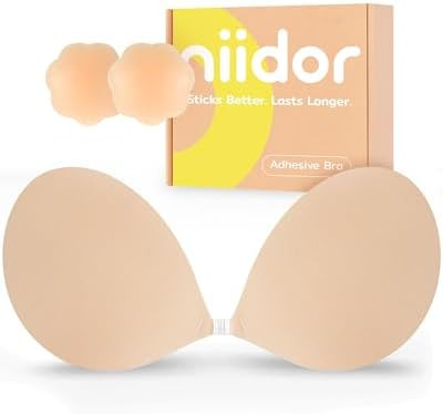 Niidor Adhesive Bra Strapless Sticky Invisible Push up Silicone Bra for Backless Dress with Reusa... | Amazon (US)