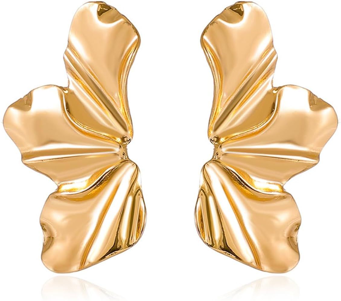 Statement Geometric Metal Earrings for Women Girls Large Fashion Irregular Minimalism Metal Simpl... | Amazon (US)