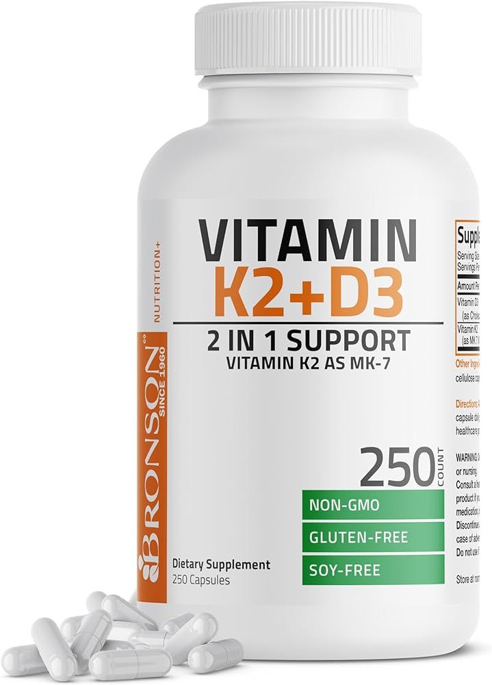 Bronson Vitamin K2 (MK7) with D3 Supplement Bone and Heart Health Non-GMO Formula 5000 IU Vitamin... | Amazon (US)