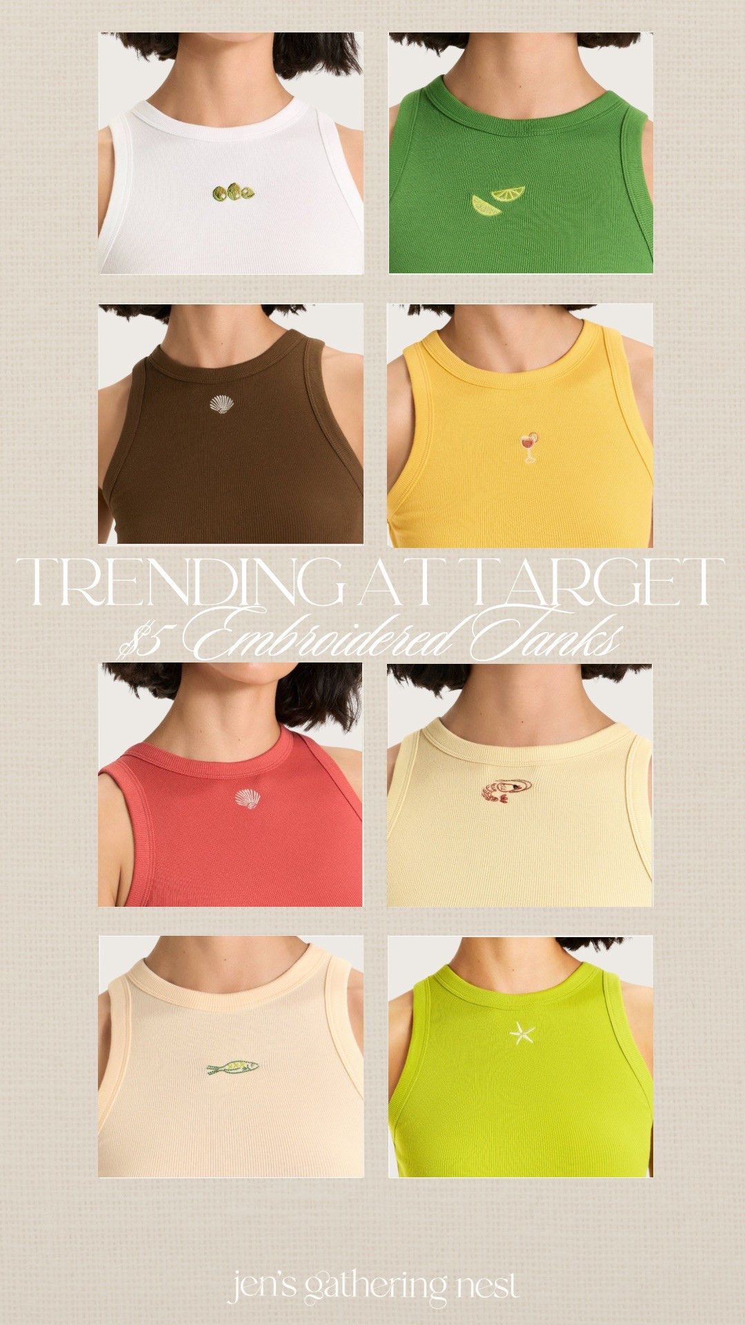 TRENDING AT TARGET - the cutest $5 embroidered tanks! OBSESSED 🤎

#tanktop #affordablefashion #target #targetfashion #targetfinds #targetstyle #targethaul #summerstyle 

#LTKPetite #LTKFindsUnder50 #LTKSeasonal