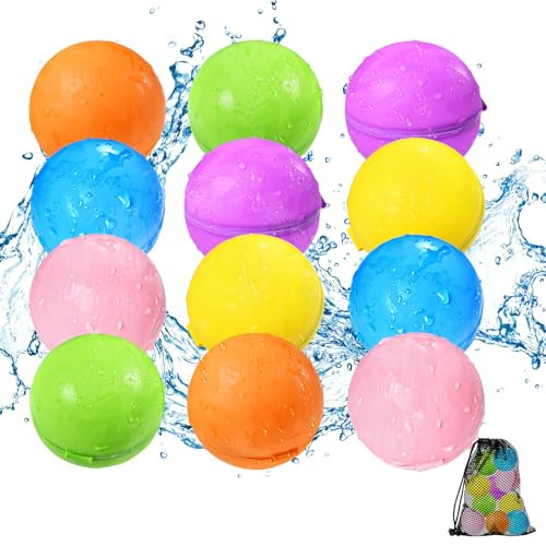 Reusable Water Balloons 12PCS - Summer Water Toys for Pool Beach & Outdoor, Self-Sealing Refillable Water Bombs for Kids Ages 3-14, Magnetic Splash Balls for Kids Fun Games & Activities | Amazon (US)