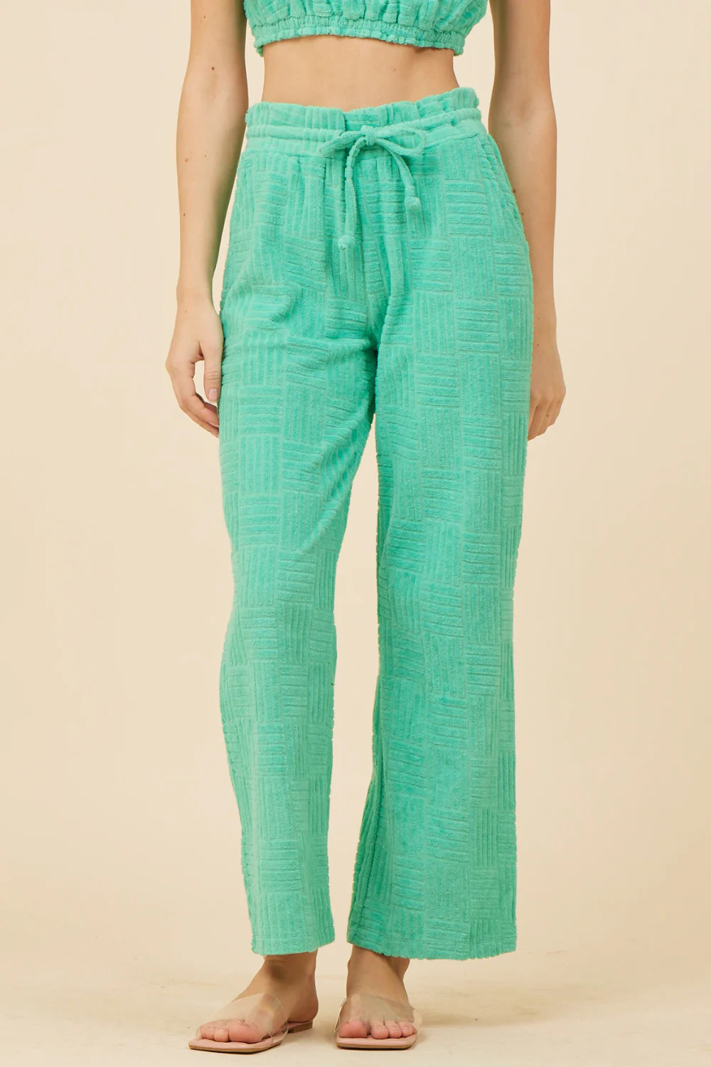 Surf Green Corded Terry Wide Leg Pant | Vintage Havana