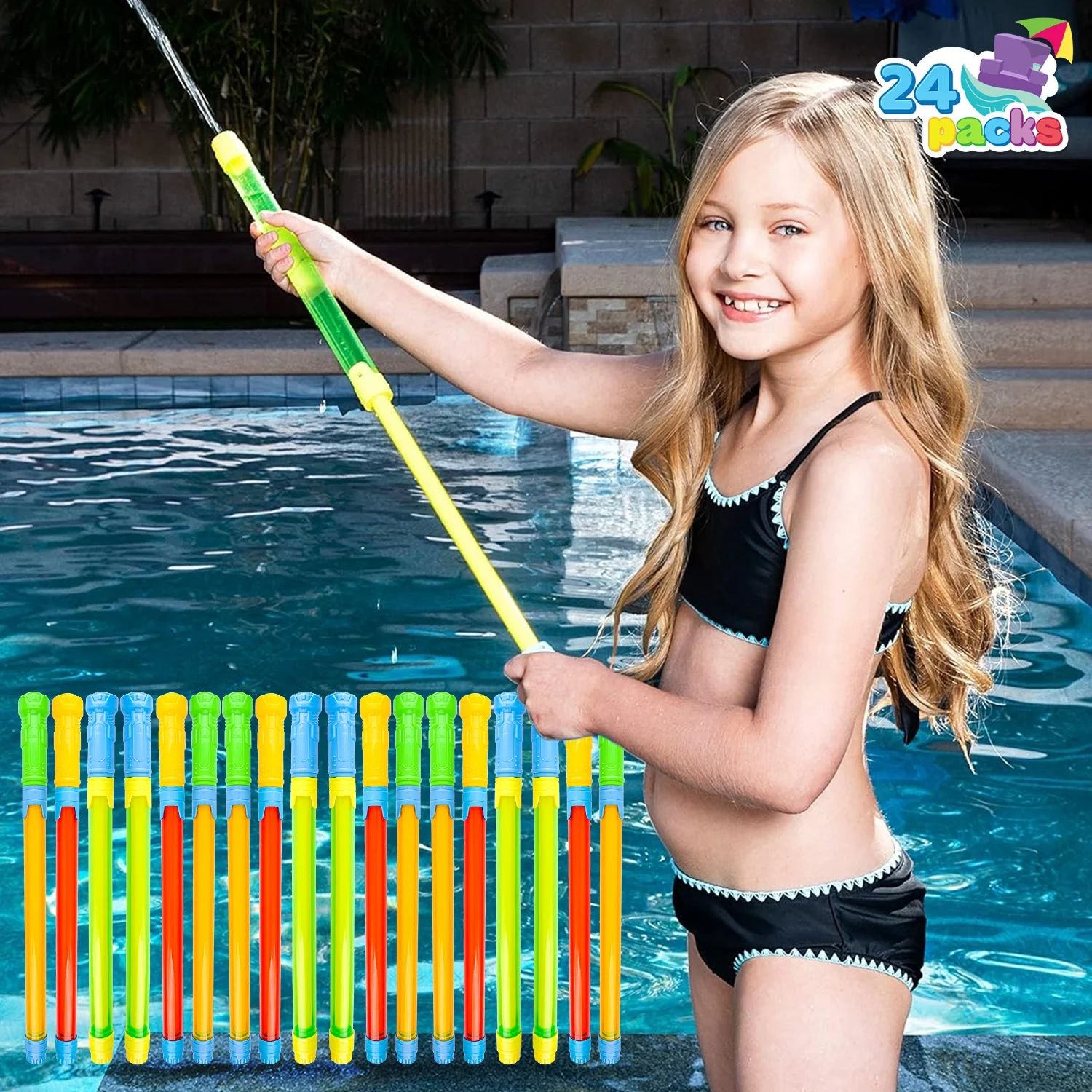 Syncfun 24 Packs Outdoor Water Guns, 16.5'' Summer Super Water Soaker Swimming Pool Toys for Kids... | Walmart (US)