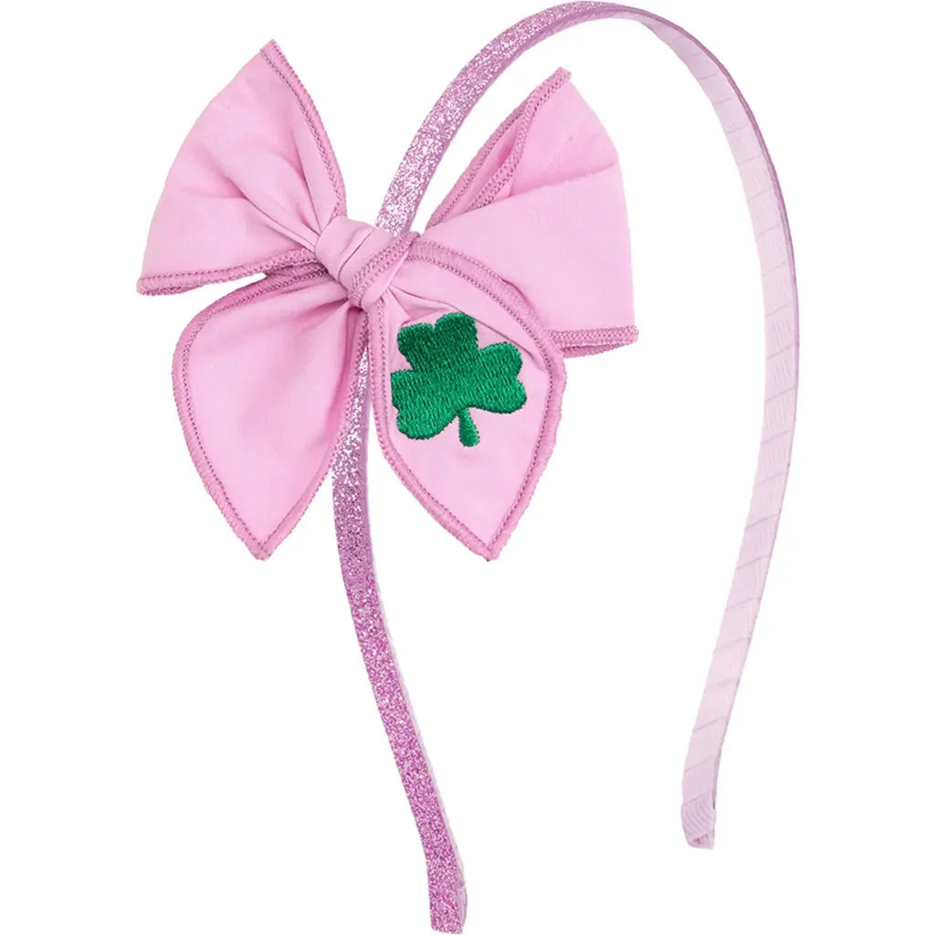 Sweet Wink Shamrock St. Patrick's Day Bow Headband in Bubblegum Pink at Nordstrom | Nordstrom