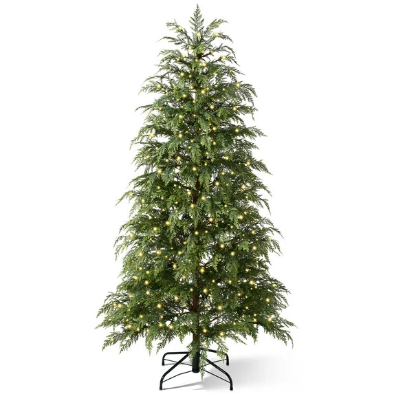 DR.Planzen 6' Pre-Lit Green Cypress Artificial Christmas Tree with 350 Warm White Twinkle LED Lig... | Walmart (US)