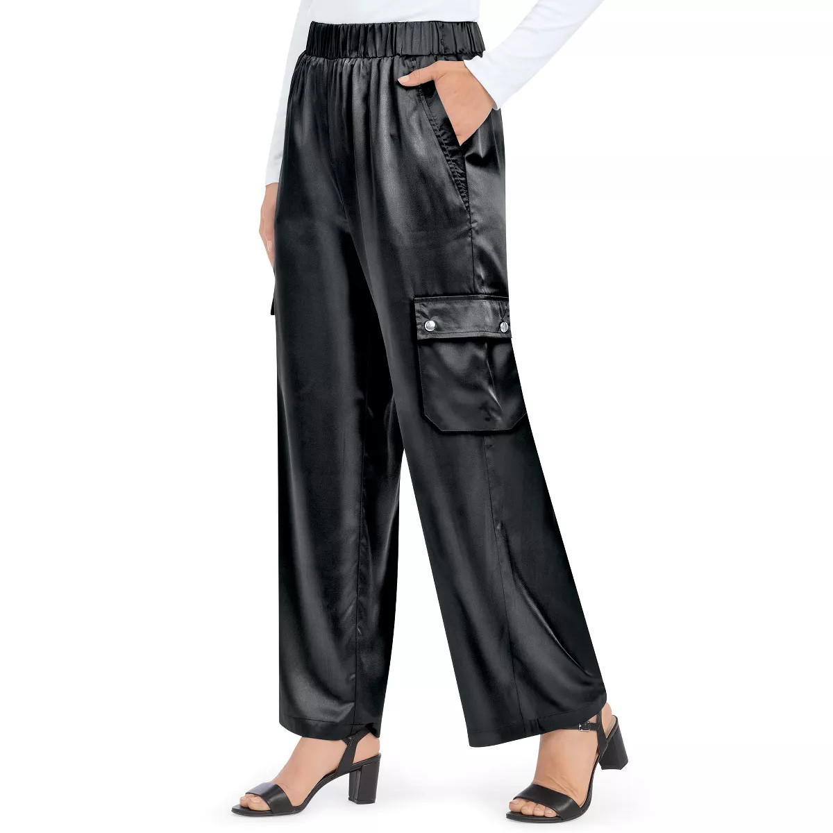 Collections Etc Satin Double Cargo Pants | Target