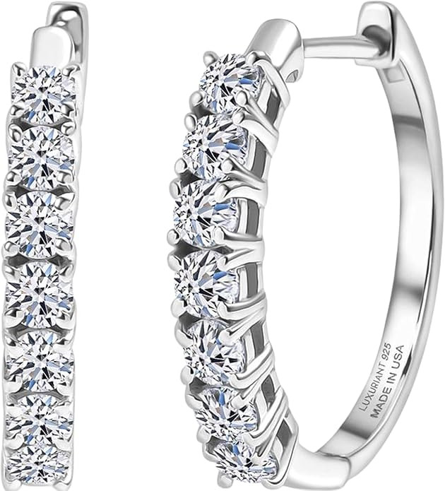 Shop LC 1 Carat Lab Grown Diamond Hoop Earrings for Women | G-H Color SI Clarity | Prong Set | 92... | Amazon (US)