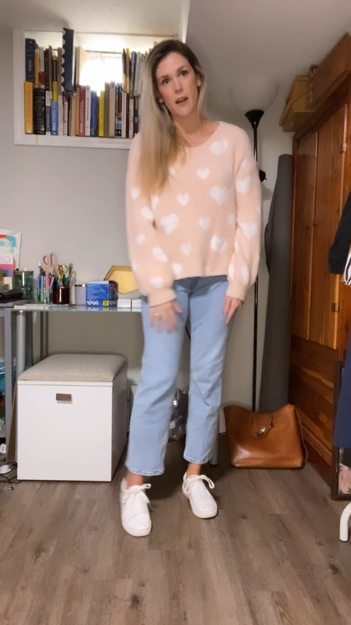 Feeling February today! This sweater came from a local shop @makeitpersonal last year so check them out if you’re local! I linked similar tops I found online too. Happy Friday! 

#LTKfindsunder50 #LTKshoecrush #LTKsalealert