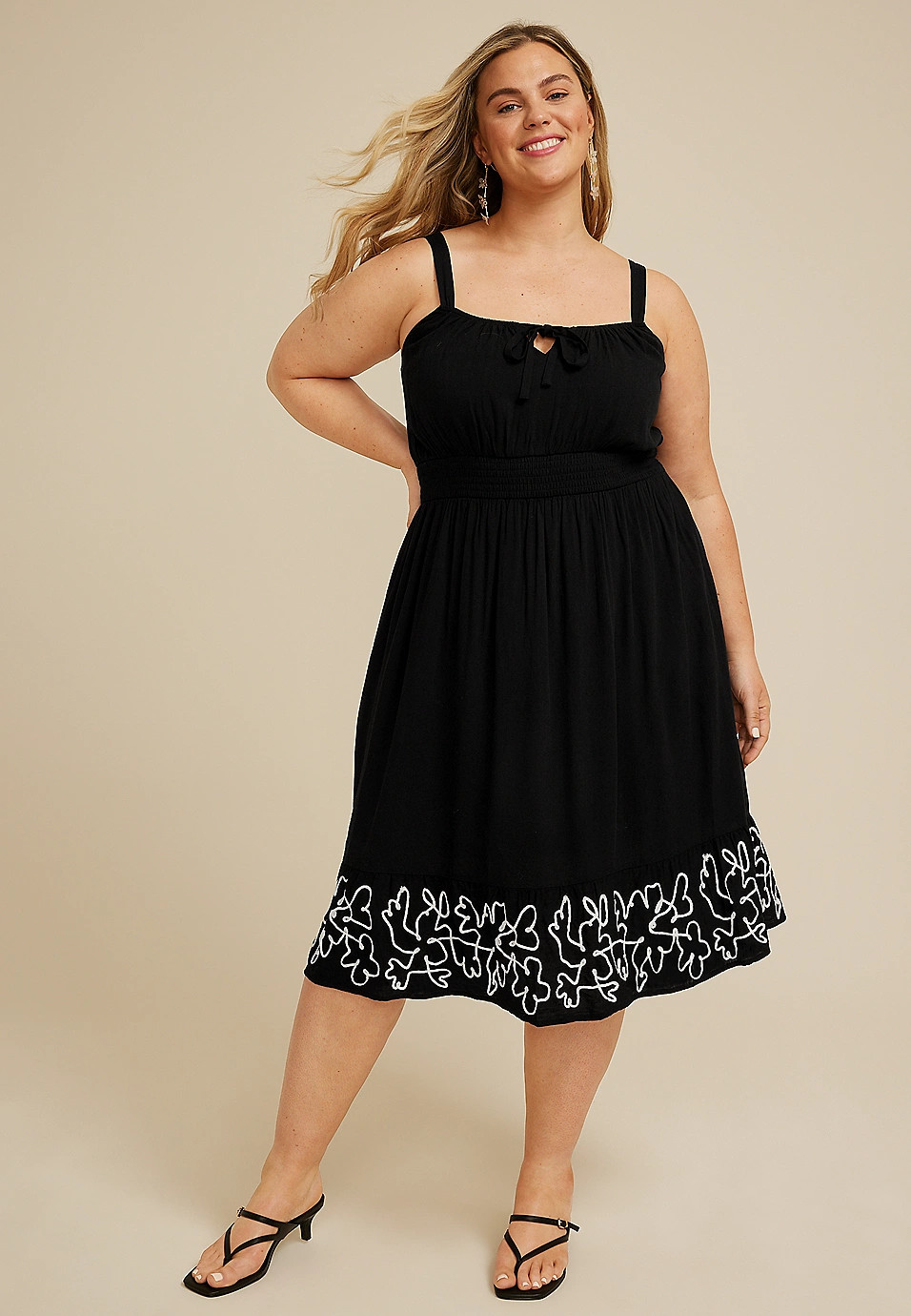Plus Size Bare Embroidered Hem Midi Dress | Maurices