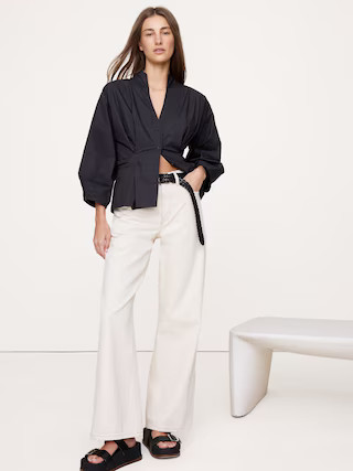 Cotton Poplin Cinched-Waist Shirt | Banana Republic (US)