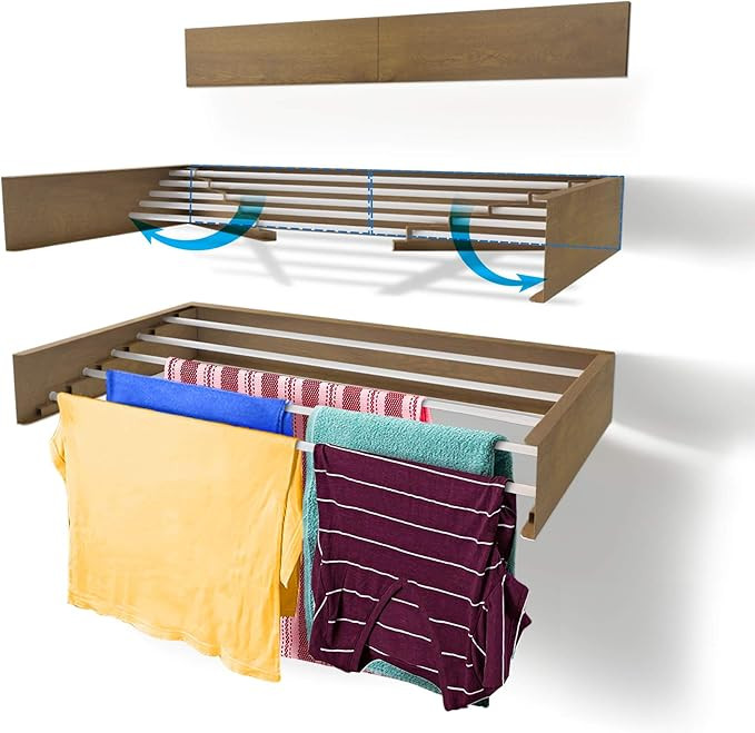 Step Up Laundry Drying Rack, Wall Mounted, Retractable Clothes Drying Rack, 40lbs Capacity, 11.6 ... | Amazon (US)