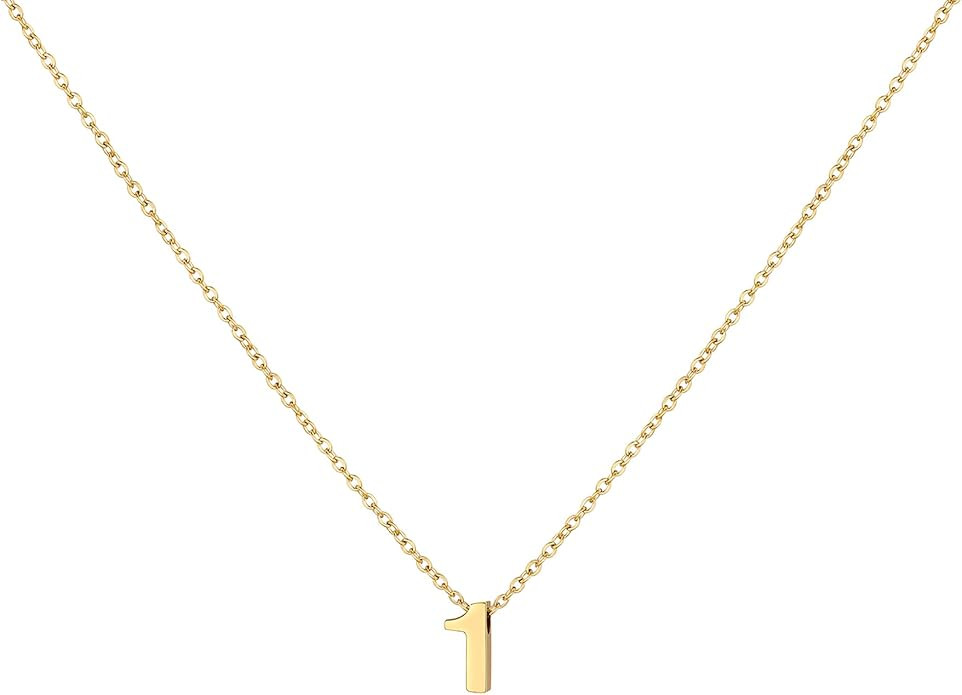 Number Necklace for Women Dainty 18K Gold Plated Pendant Necklace Charm Birth Month Personalized ... | Amazon (US)