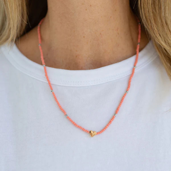 Gold Heart Tiny Beaded Necklace | Erin McDermott Jewelry